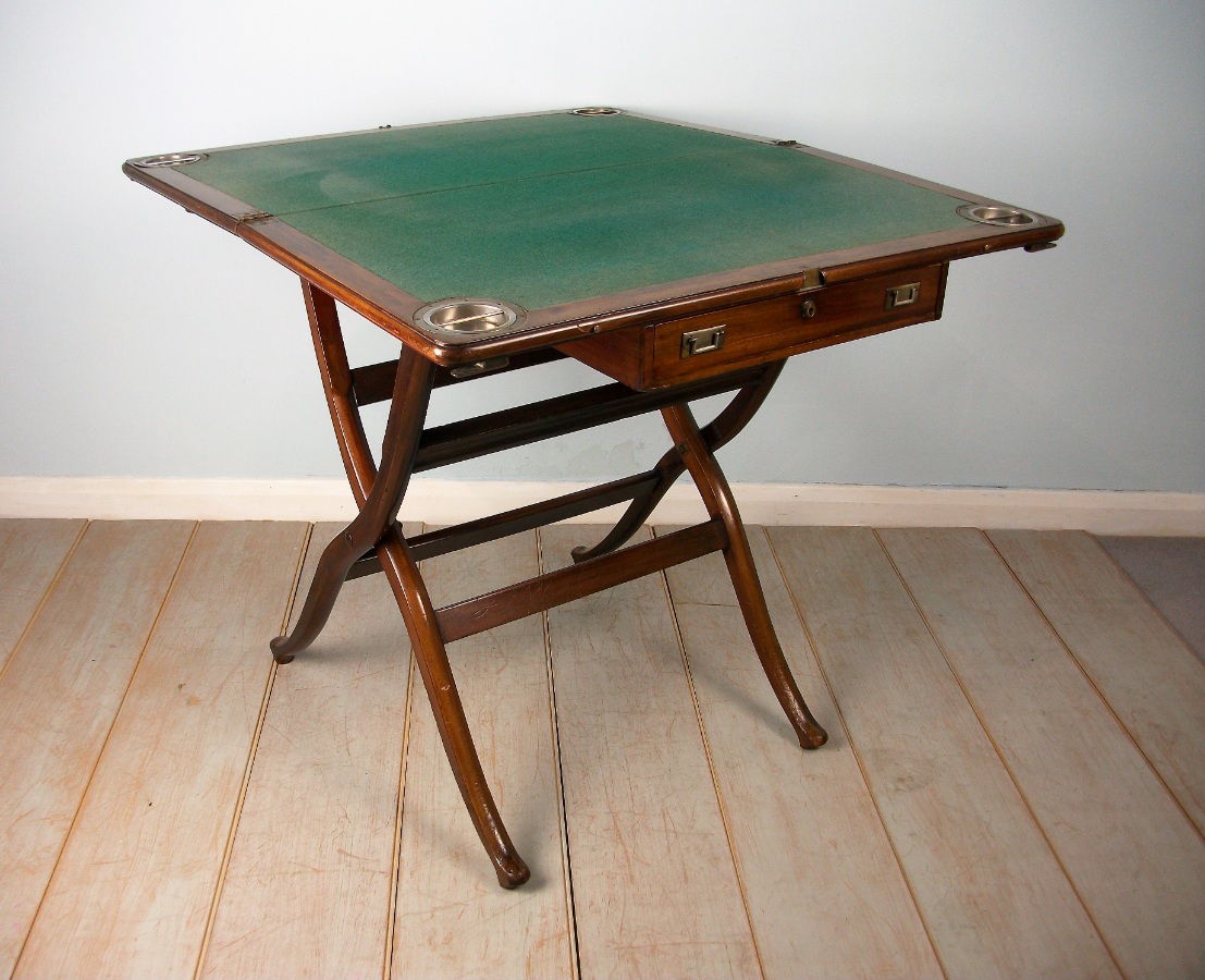 Mahogany Campaign Folding Card Games Table